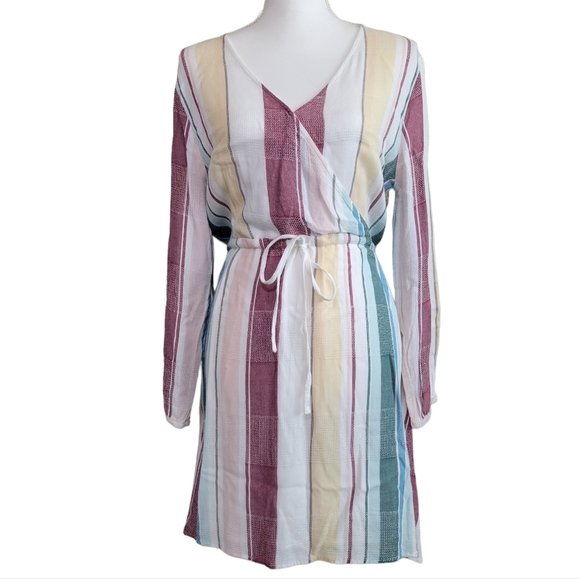 Rails Longsleeve Wrap Style Becca Dress in Cusco Stripe - Picture 1 of 7